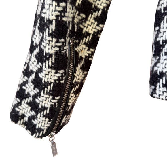 Barbour International Black Streak Houndstooth Jacket Womens Size 6 Wool Blend - Picture 11 of 14